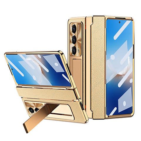 Luxus Leder Hülle Handyhülle und Kunststoff Schutzhülle Hartschalen Tasche ZL4 für Huawei Honor Magic Vs2 5G Gold