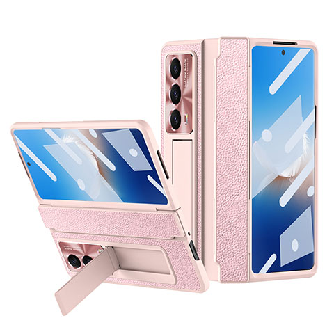 Luxus Leder Hülle Handyhülle und Kunststoff Schutzhülle Hartschalen Tasche ZL4 für Huawei Honor Magic Vs2 5G Rosa