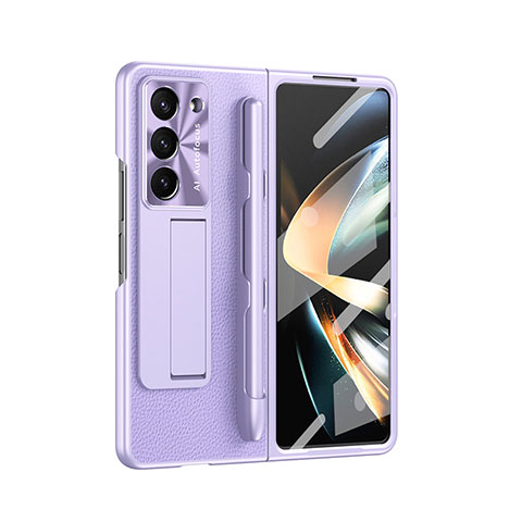 Luxus Leder Hülle Handyhülle und Kunststoff Schutzhülle Hartschalen Tasche ZL6 für Samsung Galaxy Z Fold5 5G Violett