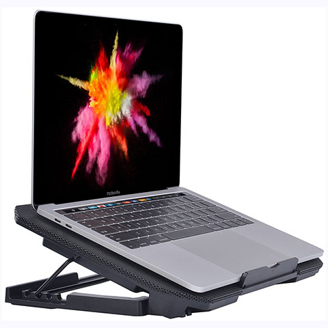 NoteBook Halter Halterung Kühler Cooler Kühlpad Lüfter Laptop Ständer 9 Zoll bis 16 Zoll Universal M16 für Apple MacBook Air 13 zoll Schwarz