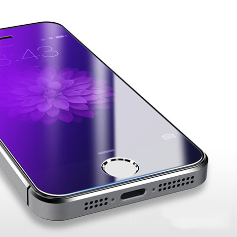 Schutzfolie Displayschutzfolie Panzerfolie Skins zum Aufkleben Gehärtetes Glas Glasfolie Anti Blue Ray B04 für Apple iPhone 5S Blau