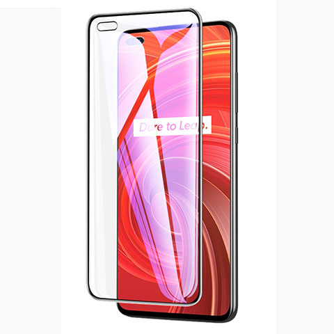 Schutzfolie Full Coverage Displayschutzfolie Panzerfolie Gehärtetes Glas Glasfolie Anti Blue Ray Skins zum Aufkleben Panzerglas A01 für Realme X50 Pro 5G Schwarz