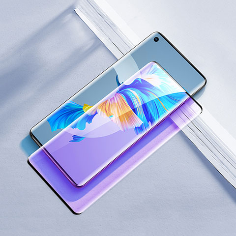 Schutzfolie Full Coverage Displayschutzfolie Panzerfolie Gehärtetes Glas Glasfolie Anti Blue Ray Skins zum Aufkleben Panzerglas F02 für Huawei Mate 40 Schwarz