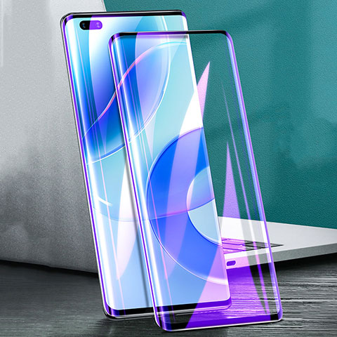 Schutzfolie Full Coverage Displayschutzfolie Panzerfolie Gehärtetes Glas Glasfolie Anti Blue Ray Skins zum Aufkleben Panzerglas F02 für Huawei Nova 8 Pro 5G Schwarz