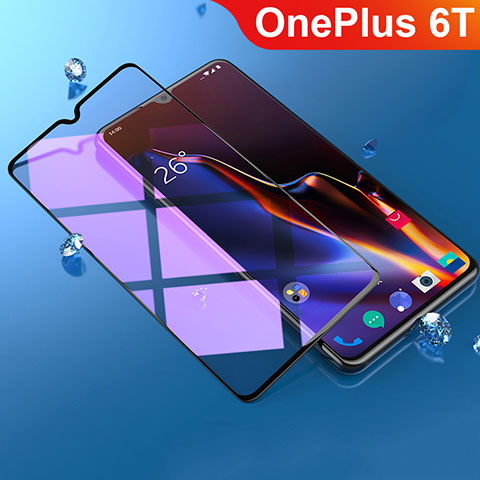 Schutzfolie Full Coverage Displayschutzfolie Panzerfolie Gehärtetes Glas Glasfolie Anti Blue Ray Skins zum Aufkleben Panzerglas F02 für OnePlus 6T Schwarz