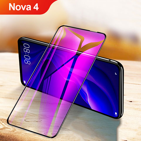 Schutzfolie Full Coverage Displayschutzfolie Panzerfolie Gehärtetes Glas Glasfolie Anti Blue Ray Skins zum Aufkleben Panzerglas F03 für Huawei Nova 4 Schwarz