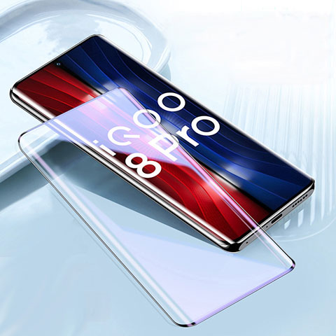 Schutzfolie Full Coverage Displayschutzfolie Panzerfolie Gehärtetes Glas Glasfolie Anti Blue Ray Skins zum Aufkleben Panzerglas für Vivo iQOO 8 Pro 5G Schwarz