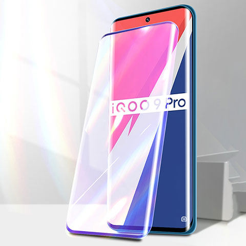 Schutzfolie Full Coverage Displayschutzfolie Panzerfolie Gehärtetes Glas Glasfolie Anti Blue Ray Skins zum Aufkleben Panzerglas für Vivo iQOO 9 Pro 5G Schwarz