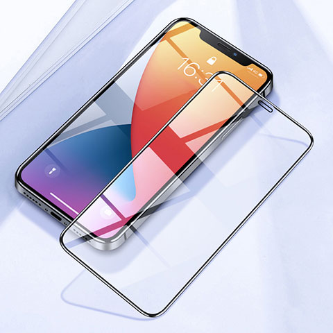 Schutzfolie Full Coverage Displayschutzfolie Panzerfolie Gehärtetes Glas Glasfolie Skins zum Aufkleben Panzerglas F02 für Apple iPhone 12 Pro Max Schwarz