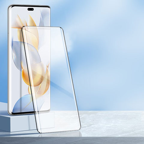 Schutzfolie Full Coverage Displayschutzfolie Panzerfolie Gehärtetes Glas Glasfolie Skins zum Aufkleben Panzerglas F02 für Huawei Honor 90 Pro 5G Schwarz