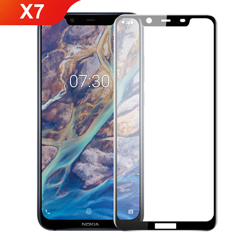 Schutzfolie Full Coverage Displayschutzfolie Panzerfolie Gehärtetes Glas Glasfolie Skins zum Aufkleben Panzerglas F02 für Nokia X7 Schwarz