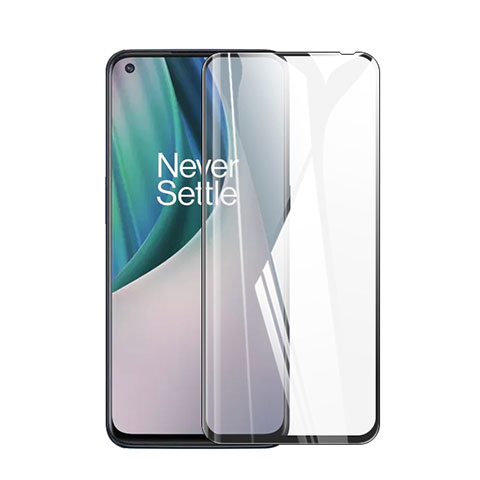 Schutzfolie Full Coverage Displayschutzfolie Panzerfolie Gehärtetes Glas Glasfolie Skins zum Aufkleben Panzerglas F02 für OnePlus Nord N10 5G Schwarz