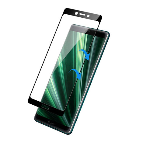 Schutzfolie Full Coverage Displayschutzfolie Panzerfolie Gehärtetes Glas Glasfolie Skins zum Aufkleben Panzerglas F02 für Sony Xperia 1 Schwarz