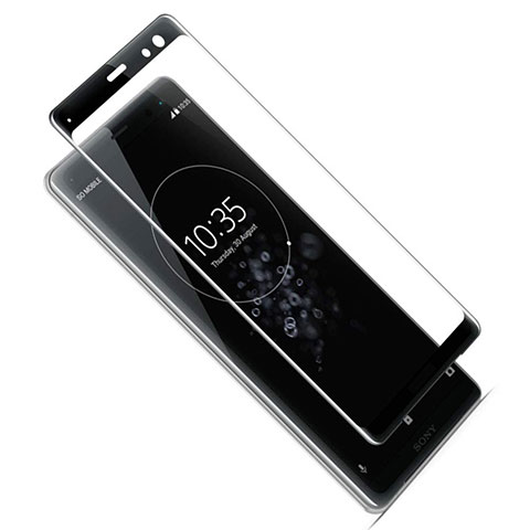 Schutzfolie Full Coverage Displayschutzfolie Panzerfolie Gehärtetes Glas Glasfolie Skins zum Aufkleben Panzerglas F02 für Sony Xperia XZ3 Schwarz