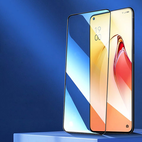 Schutzfolie Full Coverage Displayschutzfolie Panzerfolie Gehärtetes Glas Glasfolie Skins zum Aufkleben Panzerglas F03 für Oppo Reno8 T 4G Schwarz