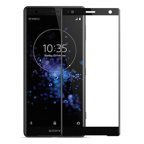 Schutzfolie Full Coverage Displayschutzfolie Panzerfolie Gehärtetes Glas Glasfolie Skins zum Aufkleben Panzerglas F04 für Sony Xperia XZ2 Schwarz