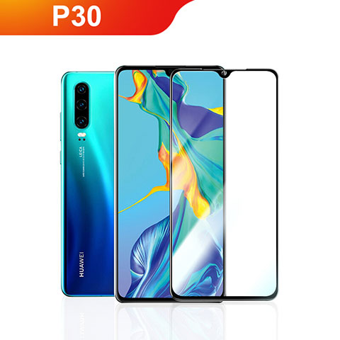 Schutzfolie Full Coverage Displayschutzfolie Panzerfolie Gehärtetes Glas Glasfolie Skins zum Aufkleben Panzerglas F05 für Huawei P30 Schwarz