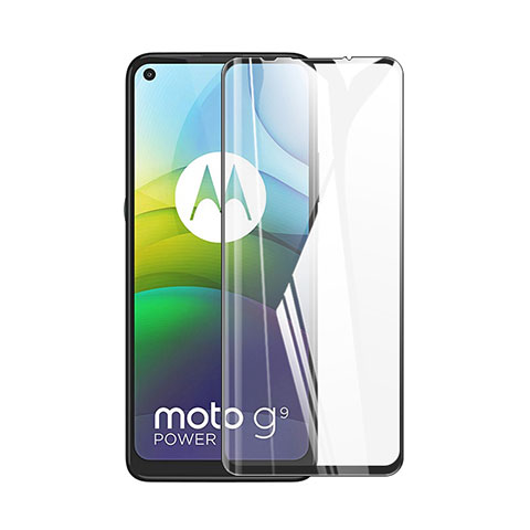 Schutzfolie Full Coverage Displayschutzfolie Panzerfolie Gehärtetes Glas Glasfolie Skins zum Aufkleben Panzerglas für Motorola Moto G9 Power Schwarz