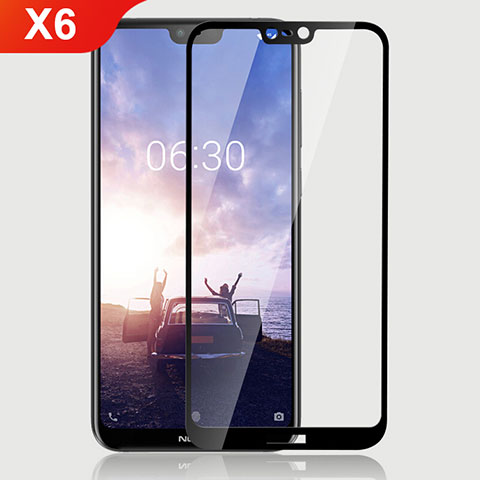 Schutzfolie Full Coverage Displayschutzfolie Panzerfolie Gehärtetes Glas Glasfolie Skins zum Aufkleben Panzerglas für Nokia X6 Schwarz