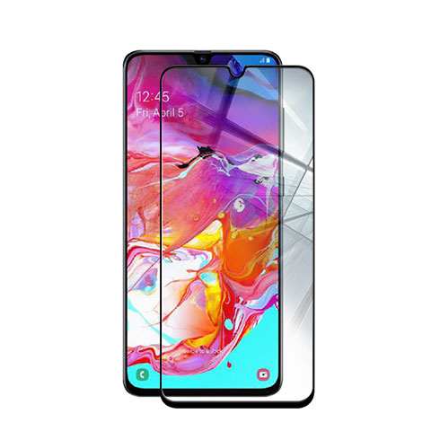 Schutzfolie Full Coverage Displayschutzfolie Panzerfolie Gehärtetes Glas Glasfolie Skins zum Aufkleben Panzerglas für Samsung Galaxy A70S Schwarz