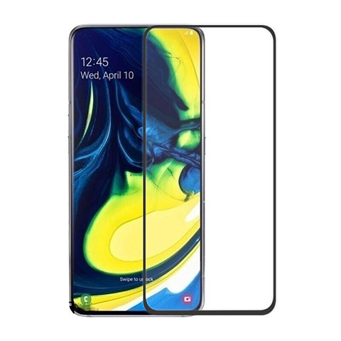 Schutzfolie Full Coverage Displayschutzfolie Panzerfolie Gehärtetes Glas Glasfolie Skins zum Aufkleben Panzerglas für Samsung Galaxy A80 Schwarz