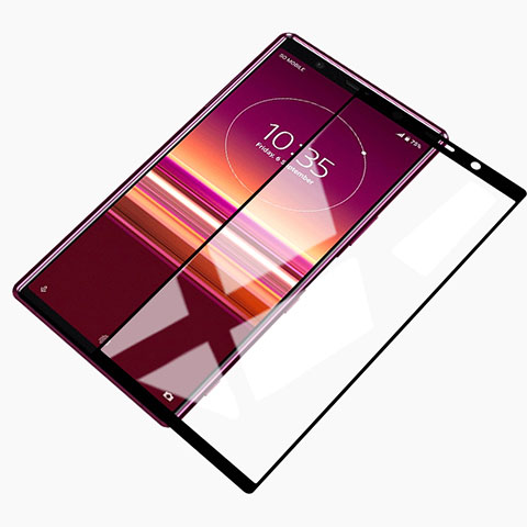 Schutzfolie Full Coverage Displayschutzfolie Panzerfolie Gehärtetes Glas Glasfolie Skins zum Aufkleben Panzerglas für Sony Xperia 5 Schwarz