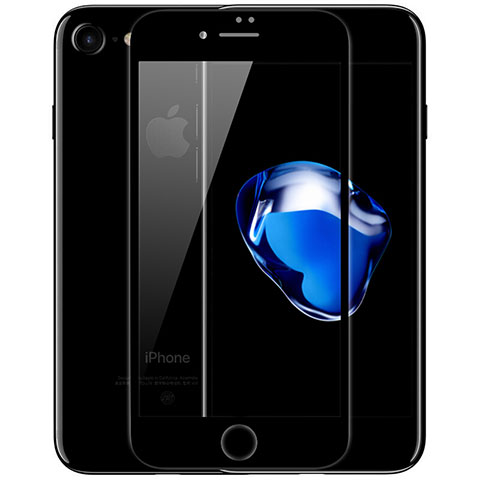 Schutzfolie Full Coverage Displayschutzfolie Panzerfolie Skins zum Aufkleben Gehärtetes Glas Glasfolie F02 für Apple iPhone 7 Schwarz