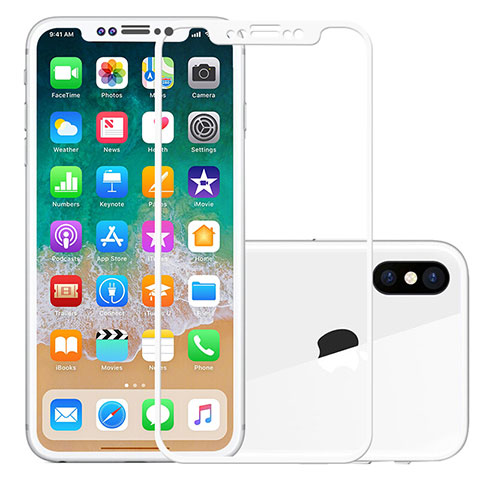 Schutzfolie Full Coverage Displayschutzfolie Panzerfolie Skins zum Aufkleben Gehärtetes Glas Glasfolie F02 für Apple iPhone X Weiß