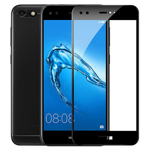 Schutzfolie Full Coverage Displayschutzfolie Panzerfolie Skins zum Aufkleben Gehärtetes Glas Glasfolie F02 für Huawei Enjoy 7 Plus Schwarz