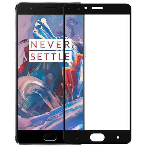 Schutzfolie Full Coverage Displayschutzfolie Panzerfolie Skins zum Aufkleben Gehärtetes Glas Glasfolie F02 für OnePlus 3 Schwarz