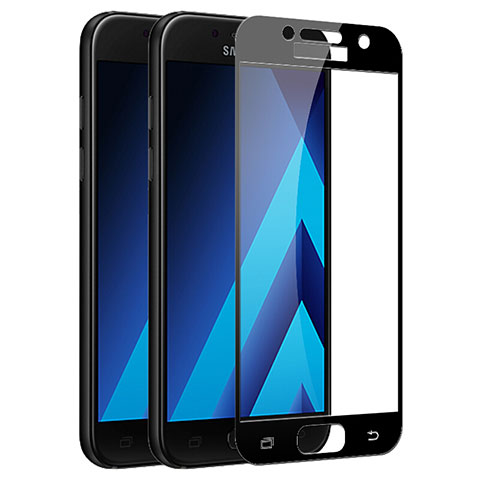 Schutzfolie Full Coverage Displayschutzfolie Panzerfolie Skins zum Aufkleben Gehärtetes Glas Glasfolie F03 für Samsung Galaxy A3 (2017) SM-A320F Schwarz