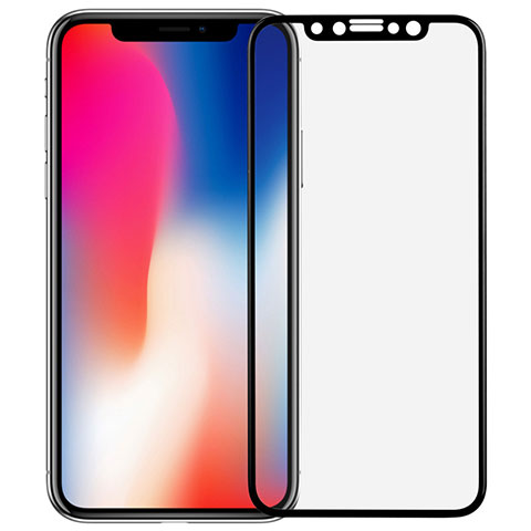 Schutzfolie Full Coverage Displayschutzfolie Panzerfolie Skins zum Aufkleben Gehärtetes Glas Glasfolie F04 für Apple iPhone Xs Schwarz