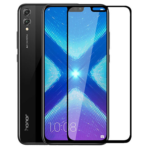 Schutzfolie Full Coverage Displayschutzfolie Panzerfolie Skins zum Aufkleben Gehärtetes Glas Glasfolie F04 für Huawei Honor 8X Schwarz