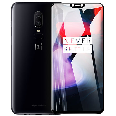 Schutzfolie Full Coverage Displayschutzfolie Panzerfolie Skins zum Aufkleben Gehärtetes Glas Glasfolie F04 für OnePlus 6 Schwarz