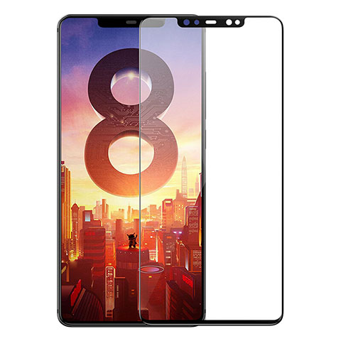 Schutzfolie Full Coverage Displayschutzfolie Panzerfolie Skins zum Aufkleben Gehärtetes Glas Glasfolie F04 für Xiaomi Mi 8 SE Schwarz