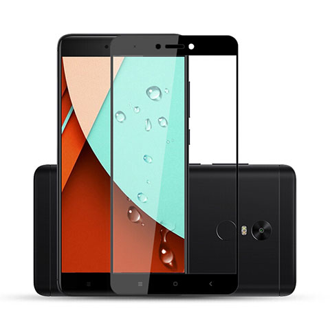 Schutzfolie Full Coverage Displayschutzfolie Panzerfolie Skins zum Aufkleben Gehärtetes Glas Glasfolie F04 für Xiaomi Redmi Note 4 Standard Edition Schwarz