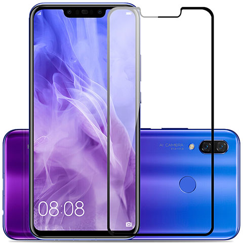 Schutzfolie Full Coverage Displayschutzfolie Panzerfolie Skins zum Aufkleben Gehärtetes Glas Glasfolie F05 für Huawei Nova 3 Schwarz