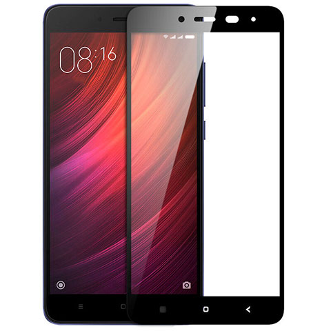 Schutzfolie Full Coverage Displayschutzfolie Panzerfolie Skins zum Aufkleben Gehärtetes Glas Glasfolie F05 für Xiaomi Redmi Note 4 Schwarz