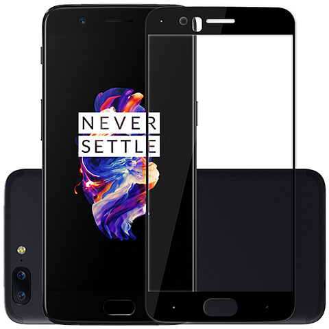 Schutzfolie Full Coverage Displayschutzfolie Panzerfolie Skins zum Aufkleben Gehärtetes Glas Glasfolie F06 für OnePlus 5 Schwarz