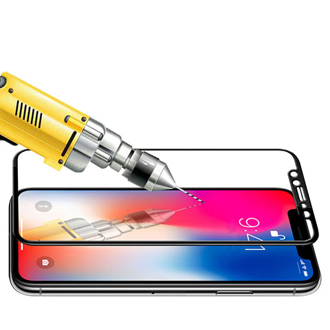 Schutzfolie Full Coverage Displayschutzfolie Panzerfolie Skins zum Aufkleben Gehärtetes Glas Glasfolie F23 für Apple iPhone X Schwarz