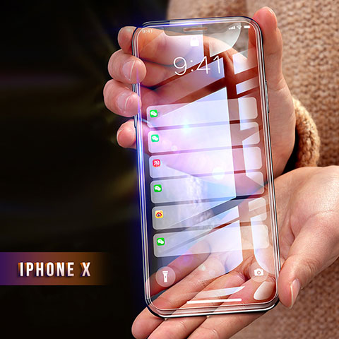 Schutzfolie Full Coverage Displayschutzfolie Panzerfolie Skins zum Aufkleben Gehärtetes Glas Glasfolie F26 für Apple iPhone Xs Schwarz