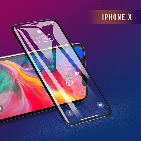 Schutzfolie Full Coverage Displayschutzfolie Panzerfolie Skins zum Aufkleben Gehärtetes Glas Glasfolie F27 für Apple iPhone Xs Schwarz