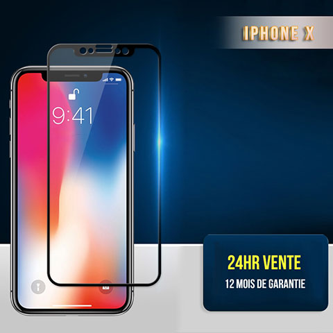 Schutzfolie Full Coverage Displayschutzfolie Panzerfolie Skins zum Aufkleben Gehärtetes Glas Glasfolie F30 für Apple iPhone X Schwarz