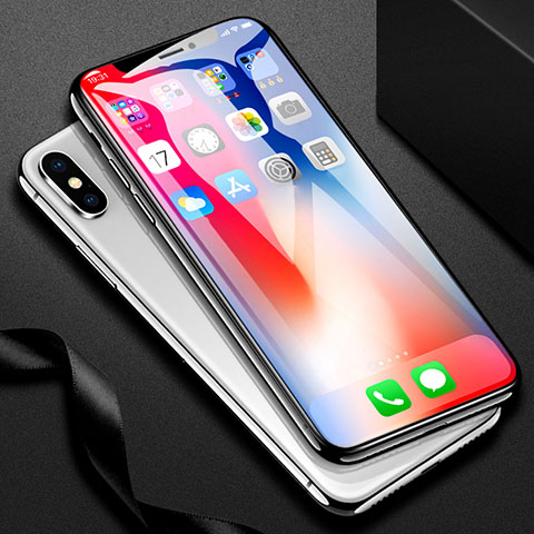 Schutzfolie Full Coverage Displayschutzfolie Panzerfolie Skins zum Aufkleben Gehärtetes Glas Glasfolie F31 für Apple iPhone X Schwarz