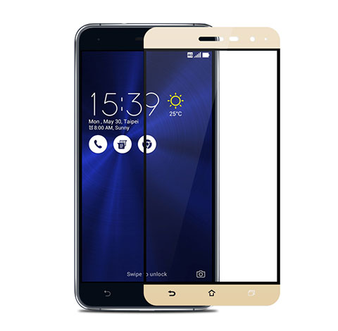 Schutzfolie Full Coverage Displayschutzfolie Panzerfolie Skins zum Aufkleben Gehärtetes Glas Glasfolie für Asus Zenfone 3 ZE552KL Gold