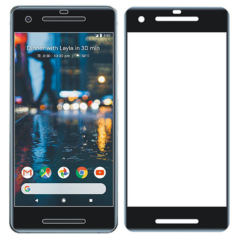 Schutzfolie Full Coverage Displayschutzfolie Panzerfolie Skins zum Aufkleben Gehärtetes Glas Glasfolie für Google Pixel 2 Schwarz