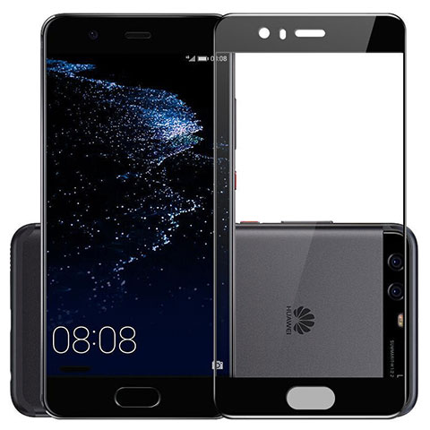 Schutzfolie Full Coverage Displayschutzfolie Panzerfolie Skins zum Aufkleben Gehärtetes Glas Glasfolie für Huawei P10 Schwarz