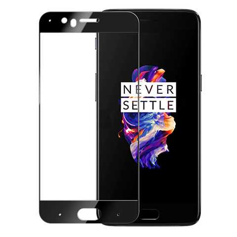 Schutzfolie Full Coverage Displayschutzfolie Panzerfolie Skins zum Aufkleben Gehärtetes Glas Glasfolie für OnePlus 5 Schwarz