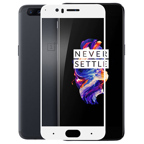 Schutzfolie Full Coverage Displayschutzfolie Panzerfolie Skins zum Aufkleben Gehärtetes Glas Glasfolie für OnePlus 5 Weiß