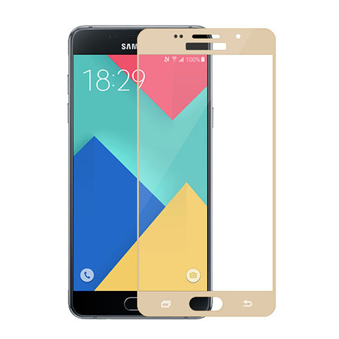 Schutzfolie Full Coverage Displayschutzfolie Panzerfolie Skins zum Aufkleben Gehärtetes Glas Glasfolie für Samsung Galaxy A5 (2016) SM-A510F Gold